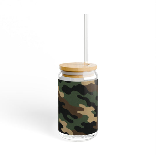 Camouflage Sipper Glass | 16oz Eco-Friendly Drinkware, Perfect for Outdoor Adventures, Camping, Parties, and Unique Gifts - TRV