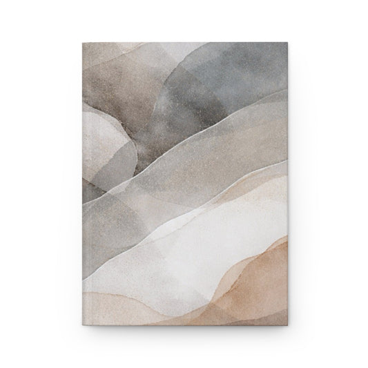 Neutral watercolor waves hardcover journal with matte abstract landscape cover, ideal for writing and note-taking.