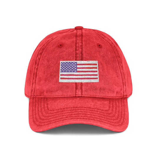 Embroidered Vintage Cap with USA Flag Design - TRV