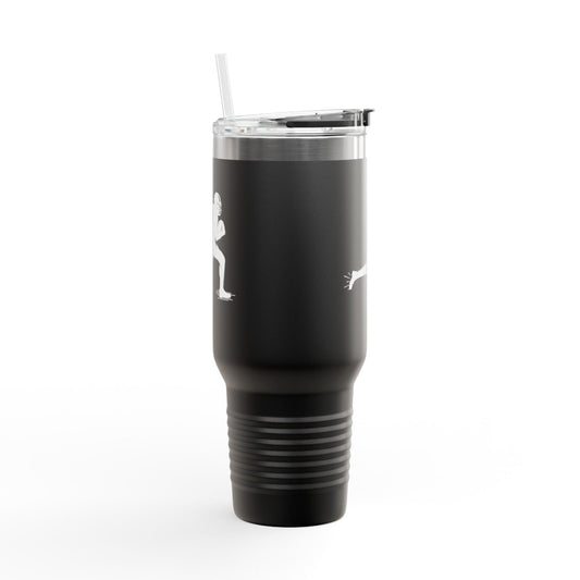 Insulated football player-themed coffee tumbler by Printify, ideal for athletes, with a sleek design for travel and daily use.