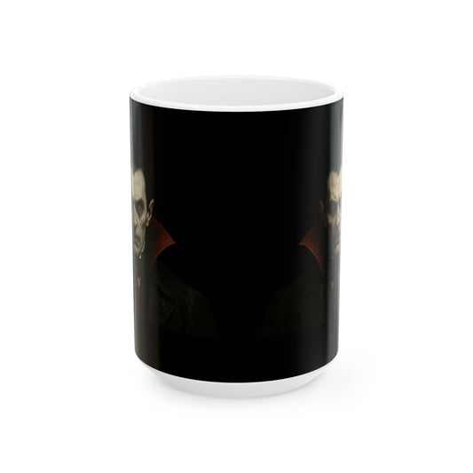 Gothic Dracula Vampire Ceramic Mug, Perfect for Halloween, Spooky Gifts, Coffee Lovers, Home Decor, 11oz & 15oz Sizes - TRV
