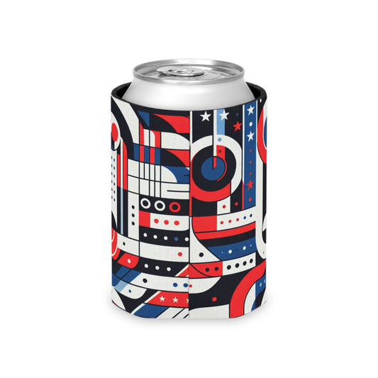 Modern abstract American flag can cooler accessory with vibrant colors and stylish design, perfect for outdoor gatherings.