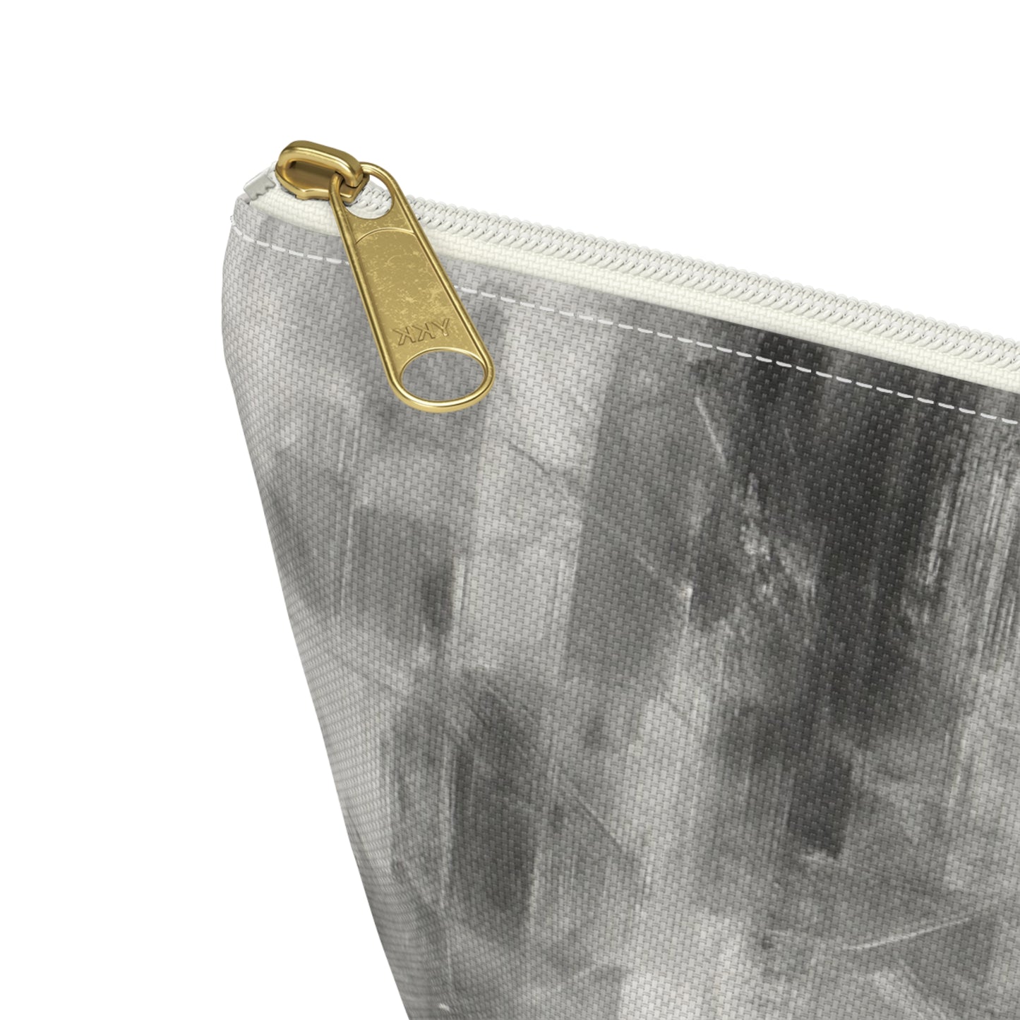 Gray abstract brushstroke accessory pouch from Printify, featuring a stylish bag with artistic brushstroke design.