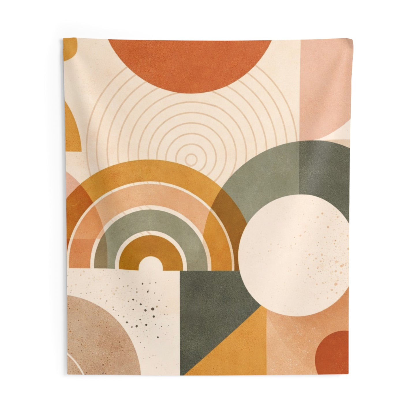 Abstract Boho Geometric Wall Tapestry — Midcentury Rainbow Arches