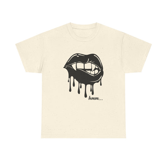 Graphic Tee — Dripping Lips 'hmm...' Bite Design