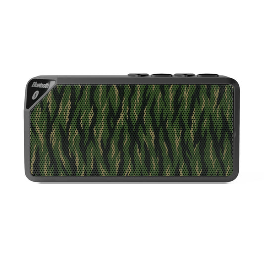 Camo Portable Bluetooth Speaker — Compact Wireless Speaker with Green Tiger Camo Grill