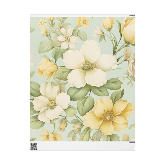 Floral Lemon Wrap — Citrus Blossom Wrapping Paper Roll