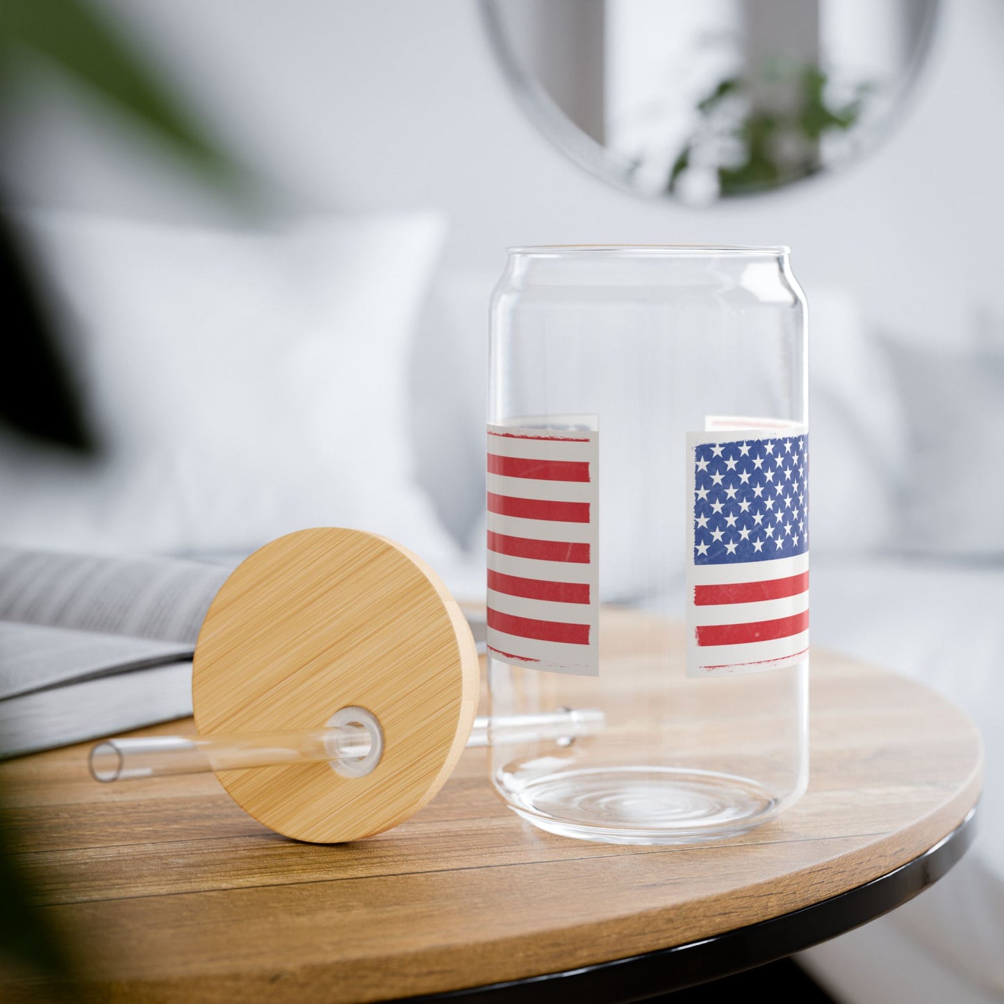 Patriotic 16oz Sipper Glass with Straw, Perfect for BBQs, 4th of July, Gifts, Everyday Use, Summer Parties - TRV