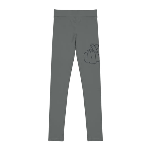 Hand Gesture Youth Leggings, Trendy Kids Pants, Cool Children's Activewear, Graphic Print Tights, Stylish Girls Leggings