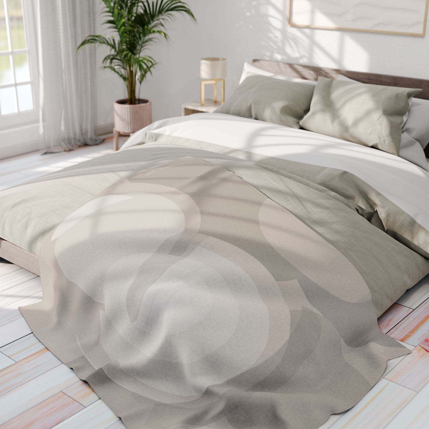Abstract Neutral Swirls Arctic Fleece Blanket | Minimal Modern Throw