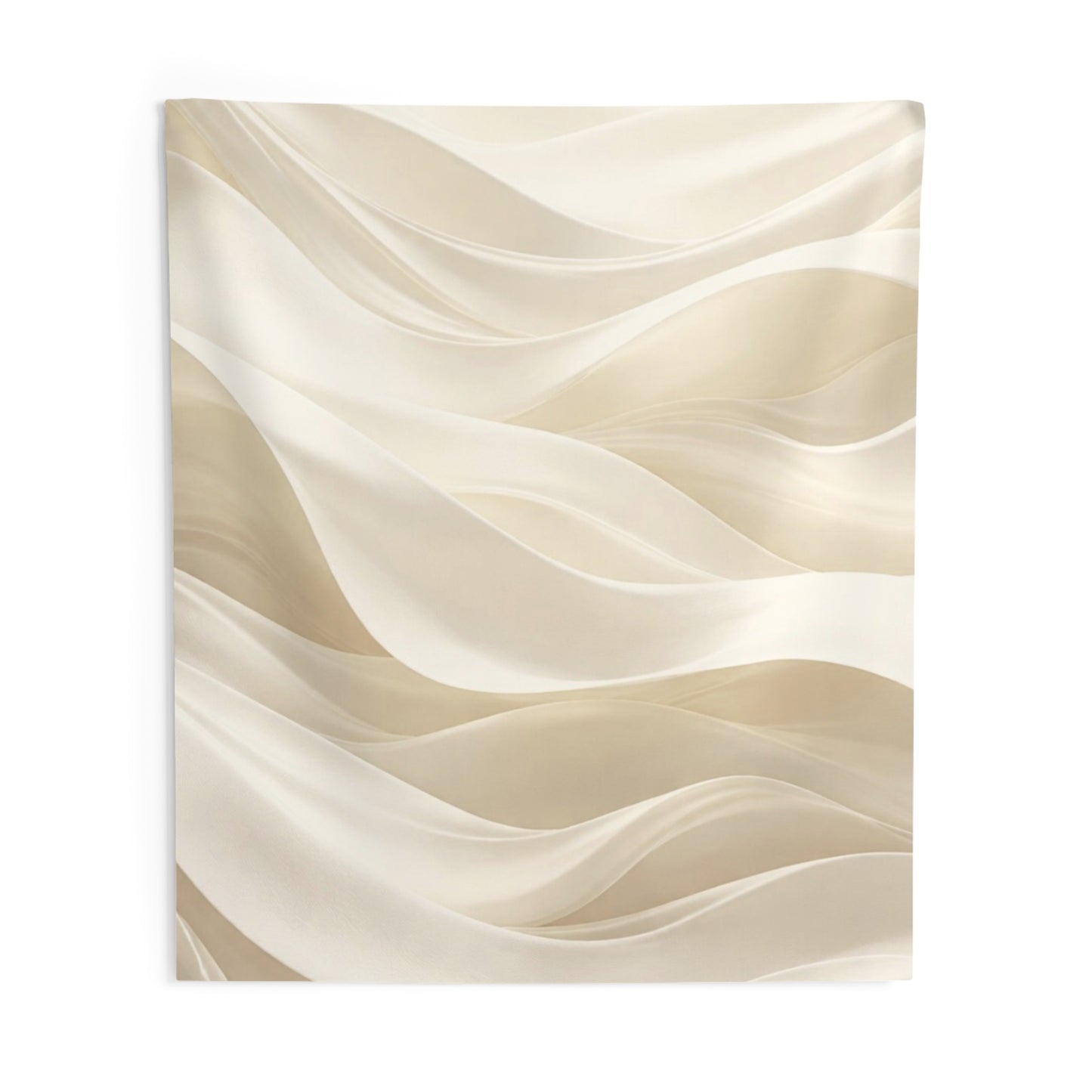 Beige Neutral Wave Abstract Wall Tapestry by Printify featuring flowing fabric design for indoor wall decor.