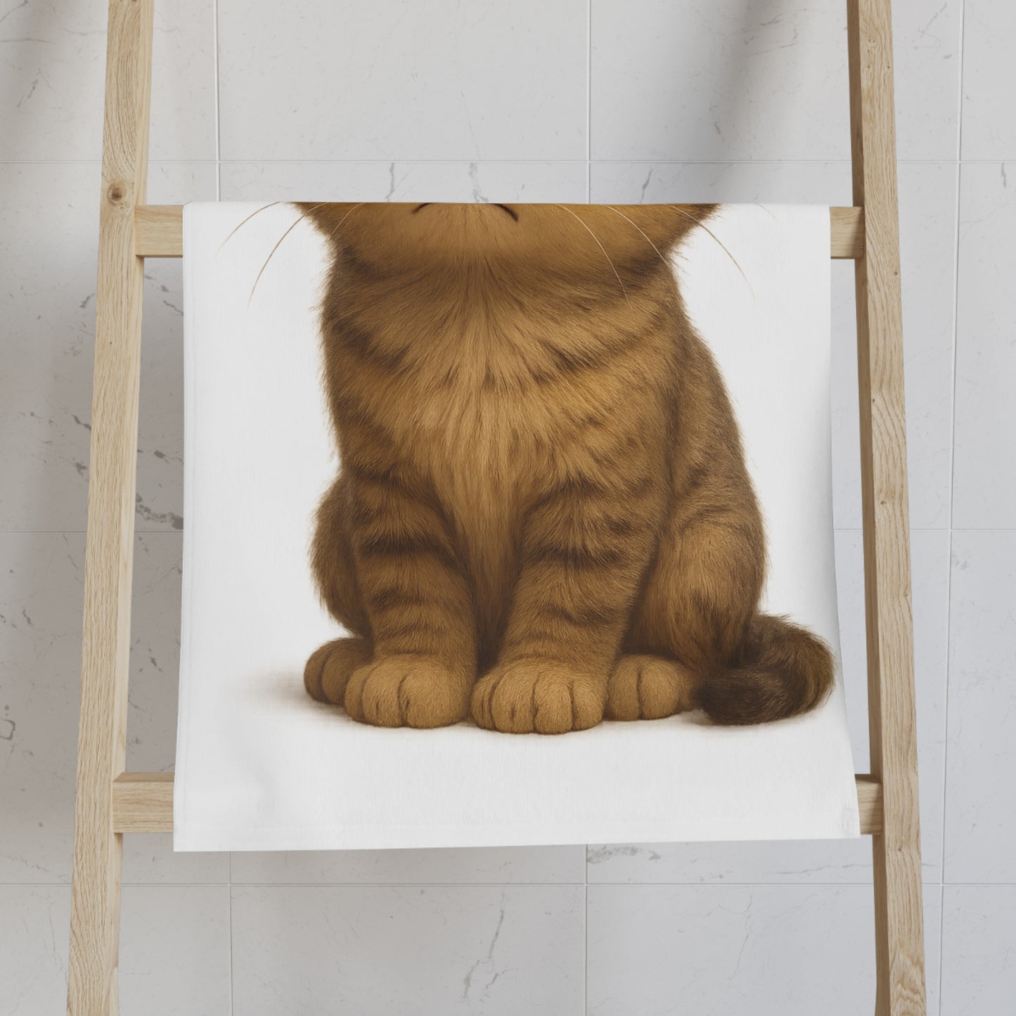 Cute cat hand towel with playful design, ideal for kitchen decor and cat lover gift, by Printify.