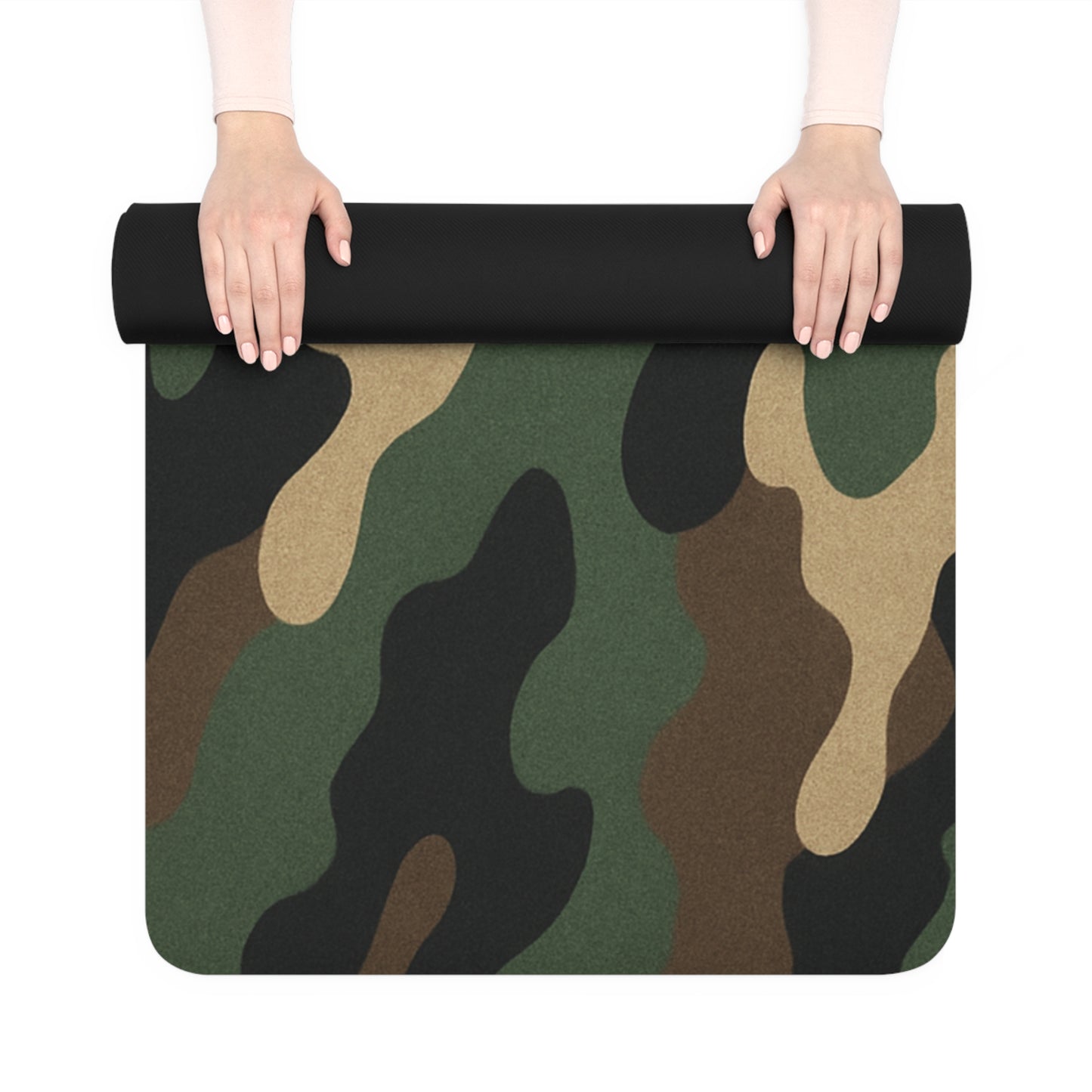Camo Rubber Yoga Mat — Non-Slip Military Green Exercise Mat