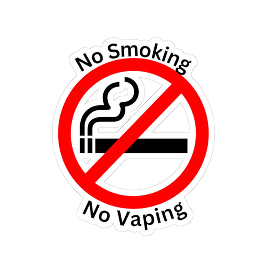 No Smoking No Vaping Sticker — Kiss-Cut No Smoking / Vaping Decal for Laptops, Water Bottles & Public Spaces