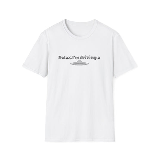Black UFO driver funny alien graphic T-shirt - view 2