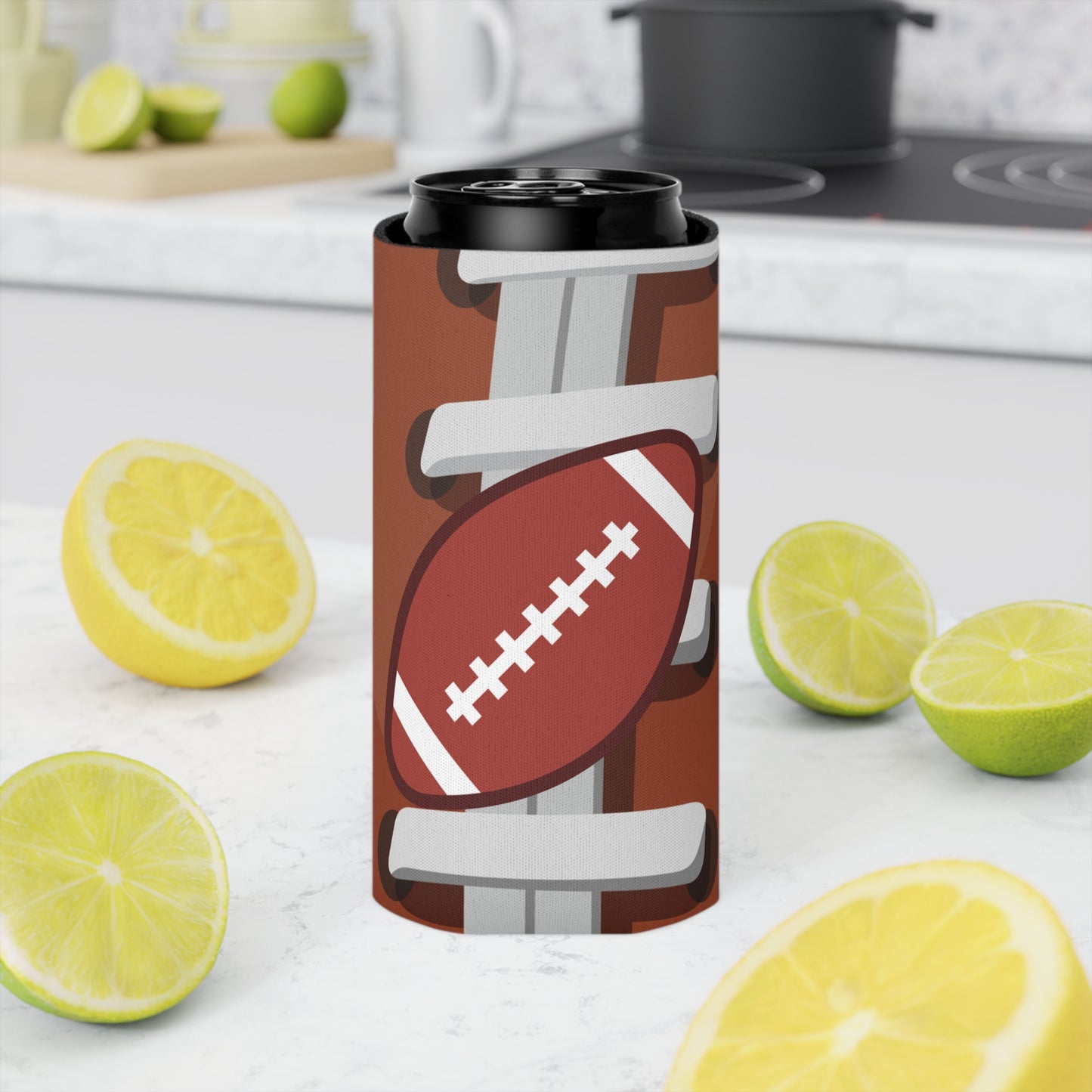 Football Can Cooler for Game Day, Beverage Insulator for Tailgating, Outdoor Parties, Sports Gifts for Fans, Reusable Drink Holder