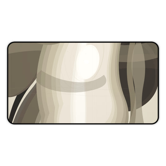 Abstract neutral waves desk mat by Printify featuring a beige and brown modern mousepad surface on a workspace.