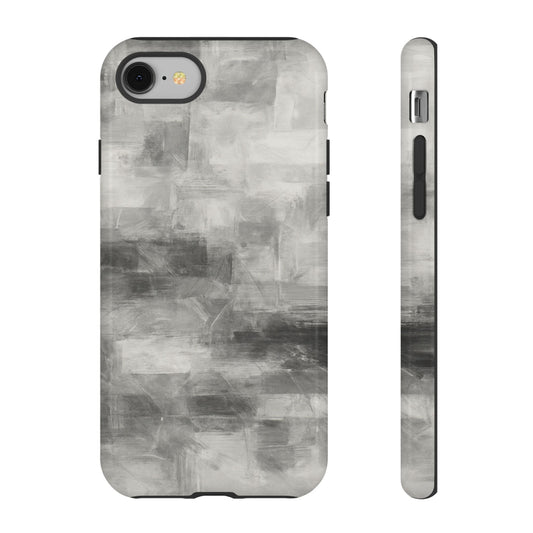 Abstract gray grid phone case for iPhone, tough protective cover with modern design by Printify.