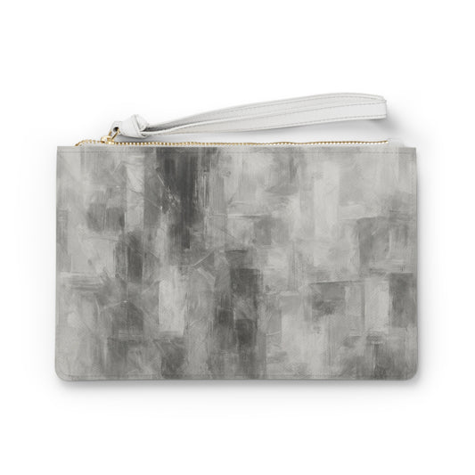 Gray abstract clutch bag by Printify, stylish evening purse for weddings and everyday use, featuring a modern design and compact size.