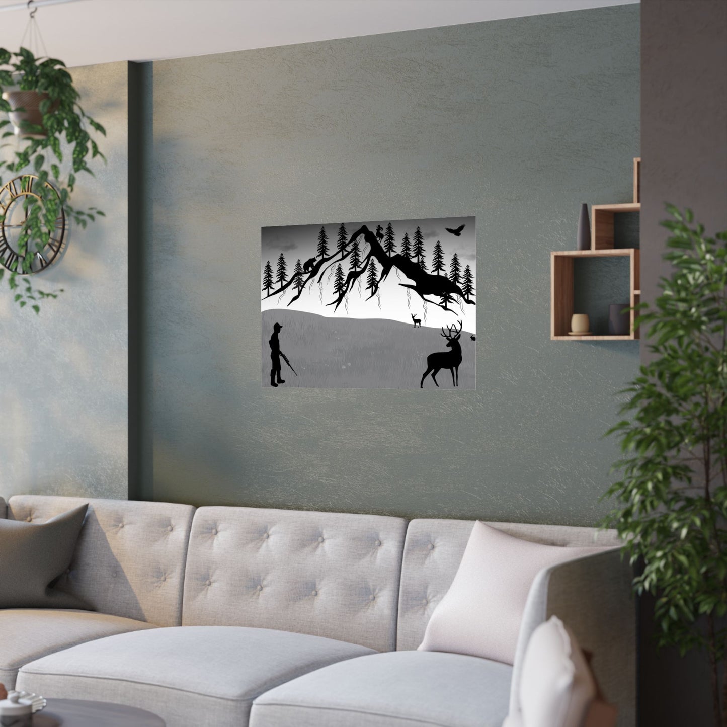 Nature-Inspired Satin Poster for Outdoor Lovers, Cabin Decor, Wall Art, Gift for Hunters, Rustic Home Decoration - TRV