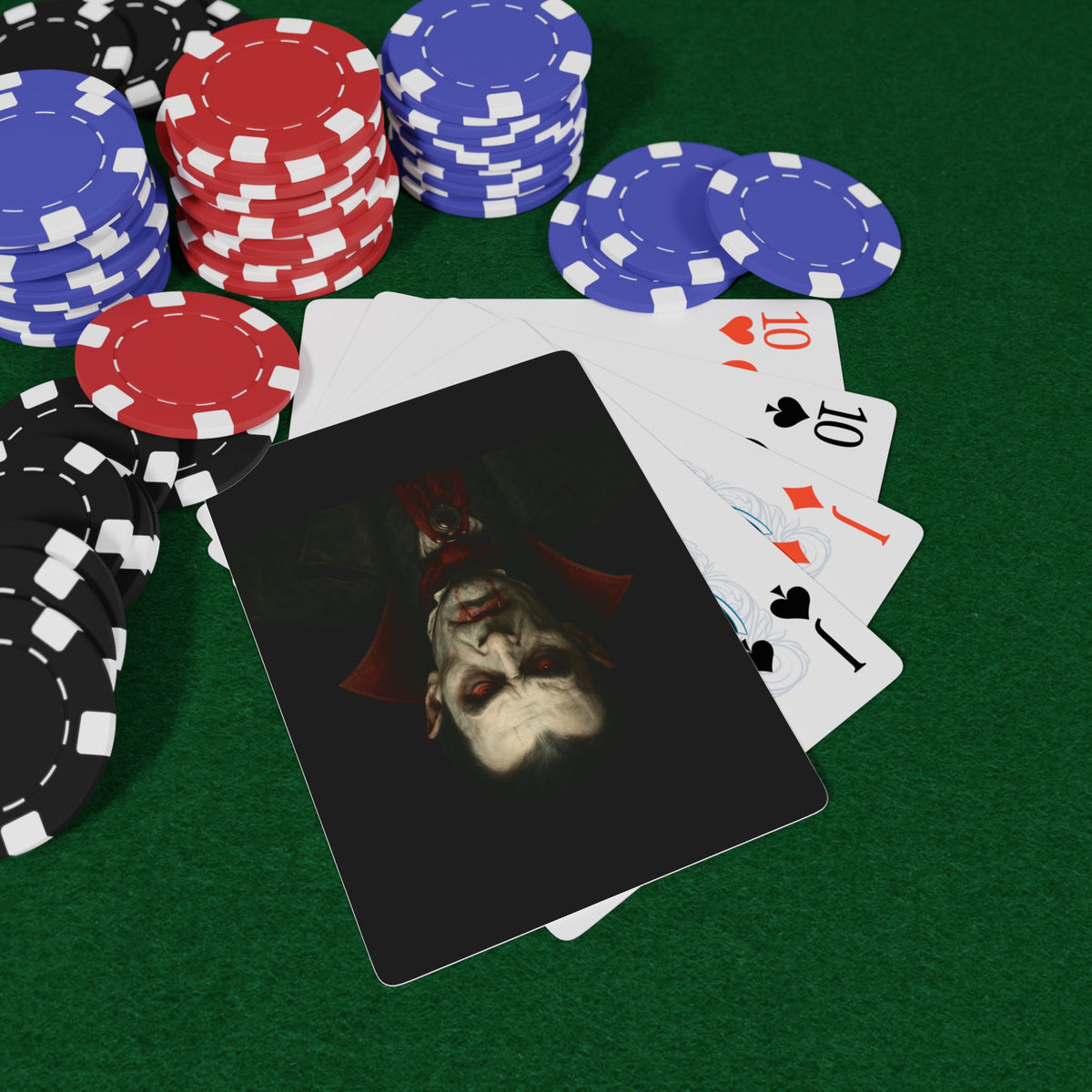 Vampire-themed Gothic Poker Playing Cards by Printify, featuring dark, artistic designs on paper playing cards for game night.