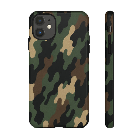 Camouflage tough phone case by Printify featuring rugged camo design and protective build for smartphones.