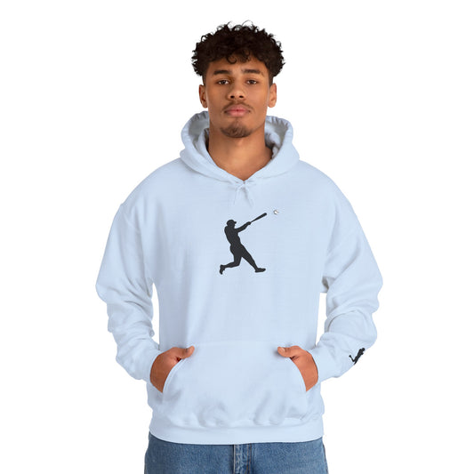 Black baseball batter silhouette hoodie from Printify, featuring minimal sports design on a comfortable pullover.