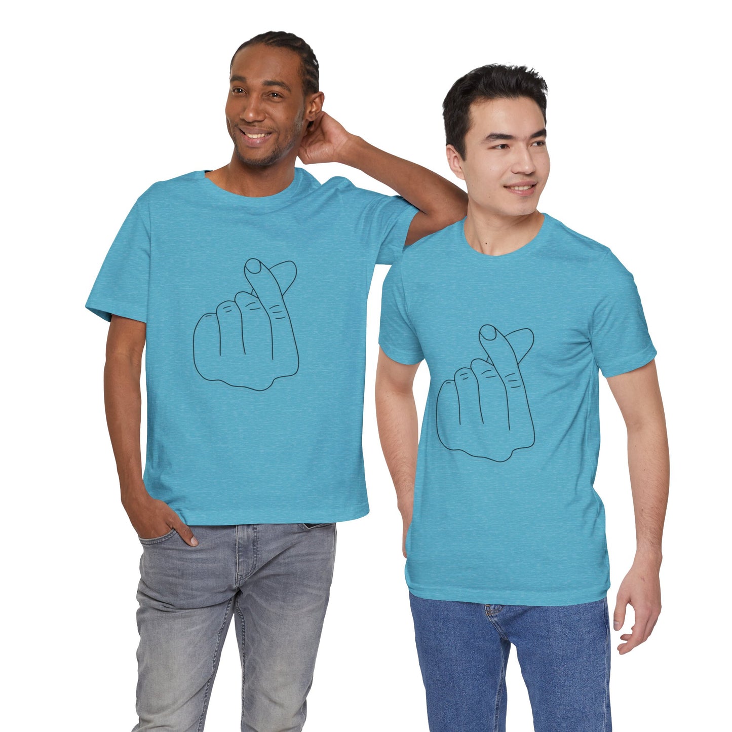 Unisex minimalist hand sign T-shirt by Printify, casual everyday wear, soft fabric with simple graphic design.