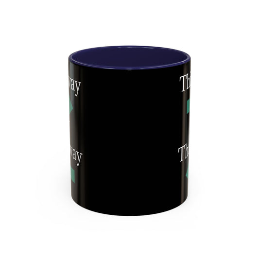 Ceramic coffee mug with "This Way or That Way" arrow design, 11oz or 15oz size, featuring a printed arrow accent.