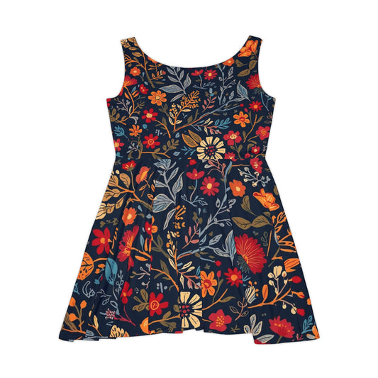 Floral Women's Skater Dress, AOP Floral Print Dress, Summer Outfit, Casual Dress, Bohemian Style Dress, Perfect for Festivals - TRV