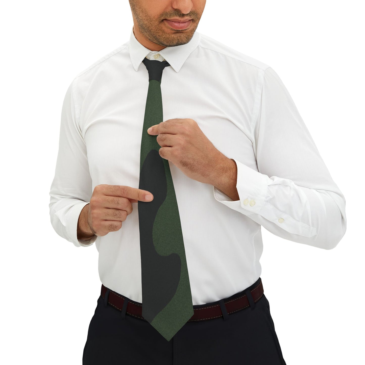 Camo Pattern Necktie — Men's Green Camouflage Tie for Casual & Military-Inspired Style