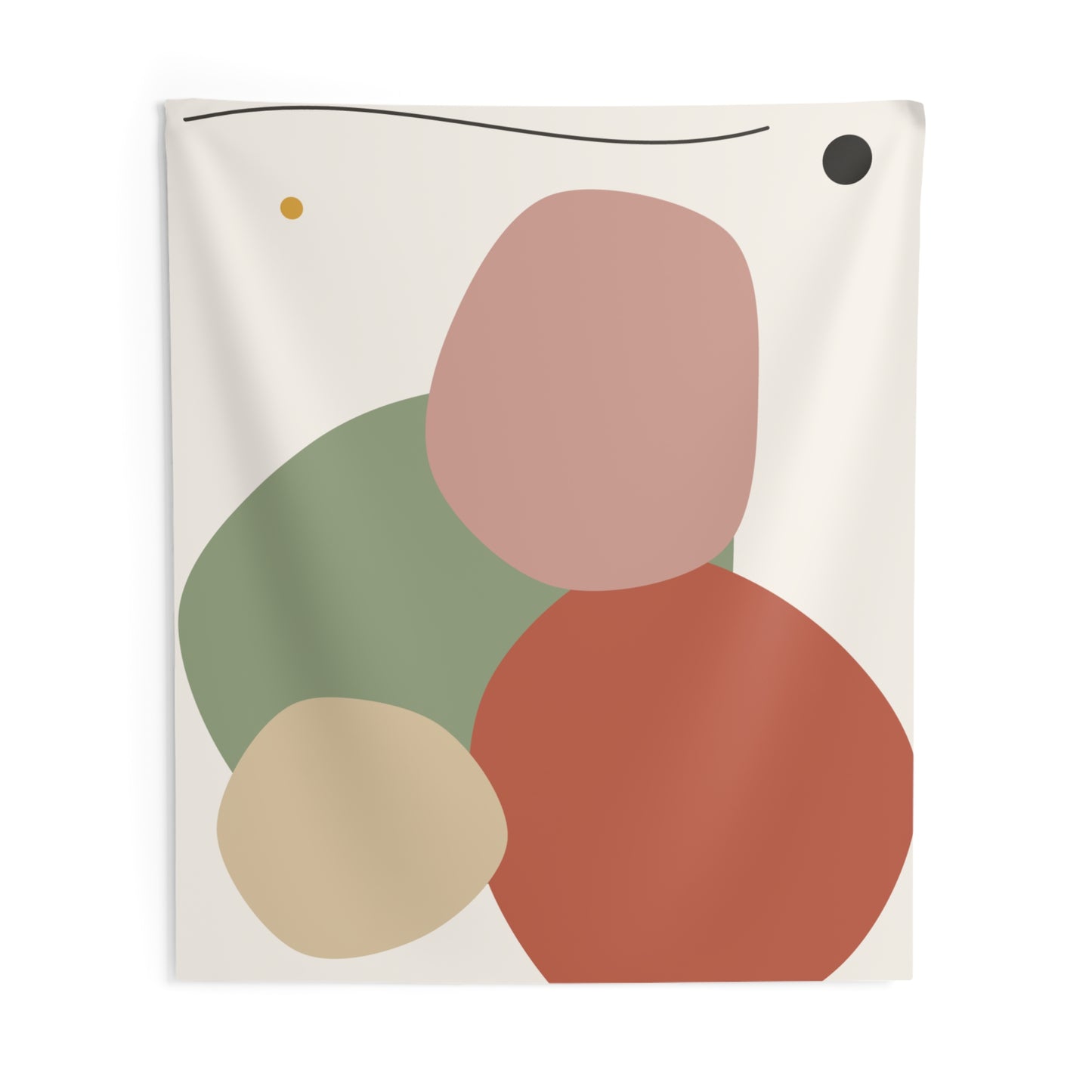 Abstract Organic Shapes Wall Tapestry — Minimal Earth Tone Boho Decor