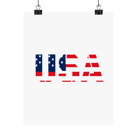 American flag patriotic wall art poster by Printify, featuring vibrant USA flag design for July 4th decor.