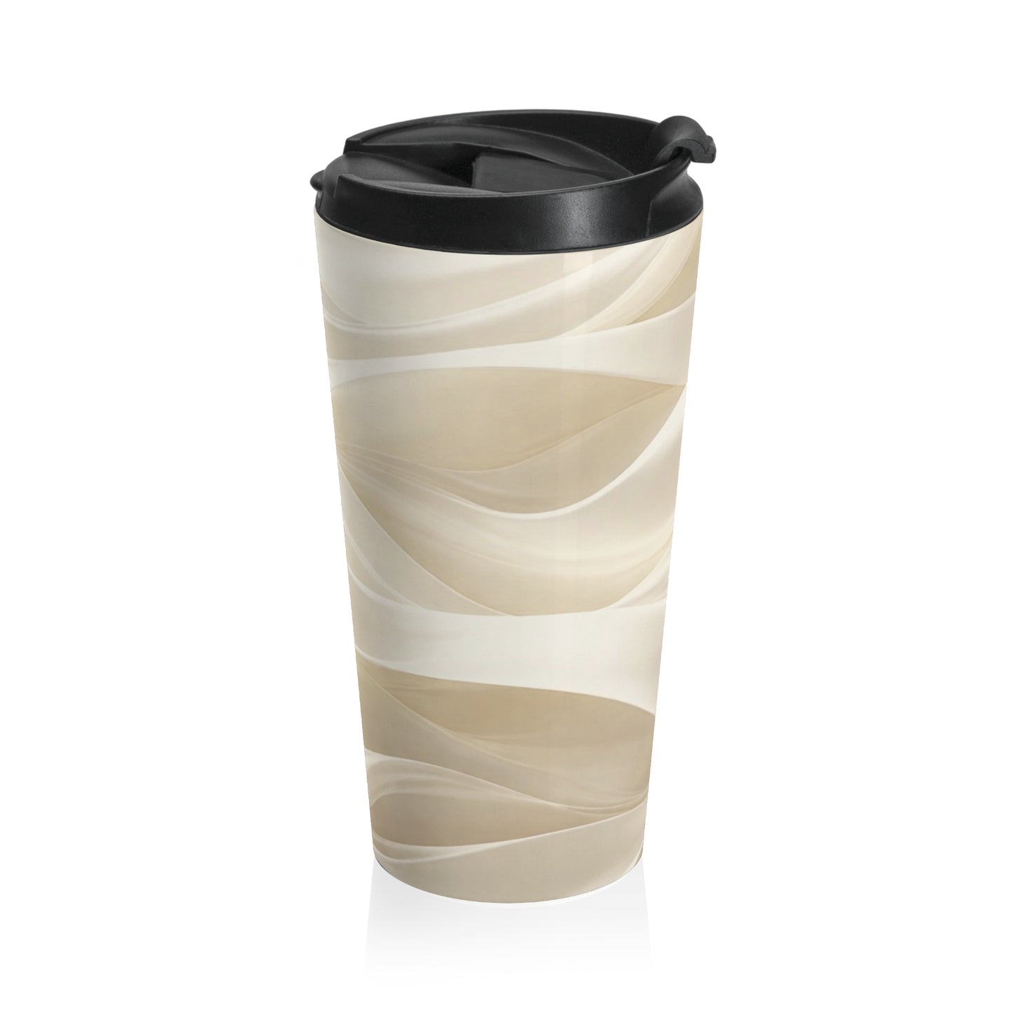 Neutral Abstract Waves Stainless Steel Travel Mug | Beige Swirl Tumbler