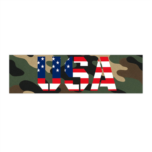 Patriotic USA Camo Bumper Stickers | Car Decor, Military Style, Outdoor Adventure, Independence Day, Gifts for Veterans - TRV