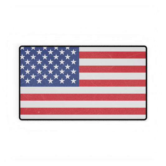American flag desk mat with patriotic design, ideal for gaming or workspace, featuring vibrant red, white, and blue colors.