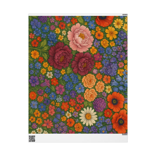 Floral Bouquet Wrapping Paper Roll — Vintage Garden Pattern