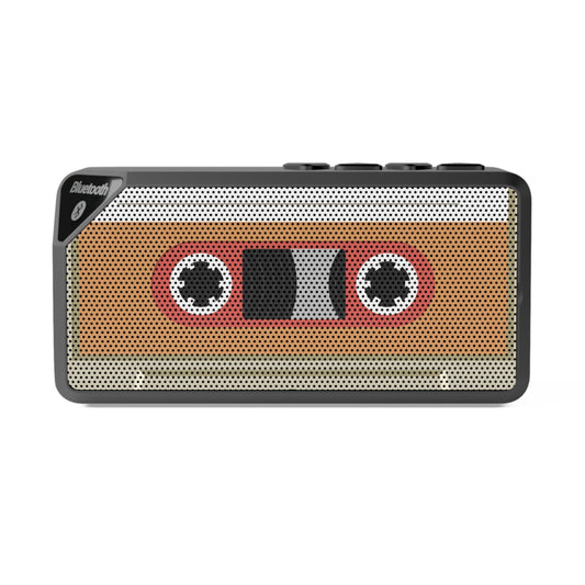 Retro cassette Bluetooth speaker by Printify, portable wireless audio device with vintage tape graphic design.