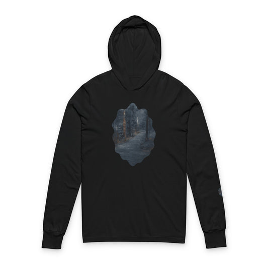 Unisex Hooded Long Sleeve Tee with Dreamy Forest Design | Cozy Casual Wear, Perfect for Camping, Hiking, Gift for Nature Lovers - TRV