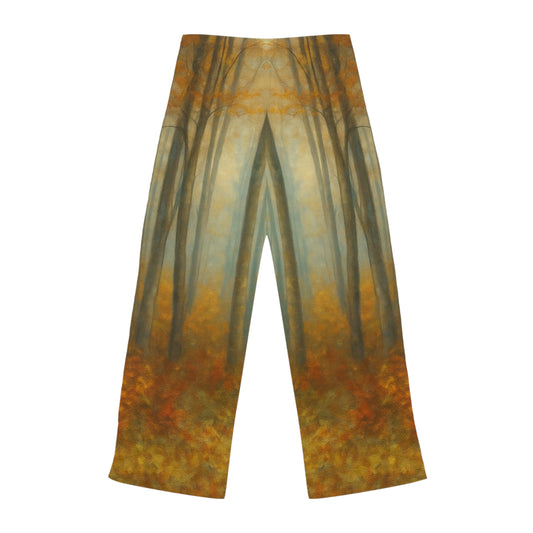 Cozy Autumn Women's Pajama Pants, Fall Loungewear, Forest Print Sleep Pants, Relaxing Homewear, Perfect Gift for Her - TRV