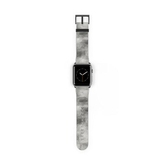 Gray watercolor camouflage Apple Watch band with neutral abstract design, made by Printify, accessory for Apple Watch.