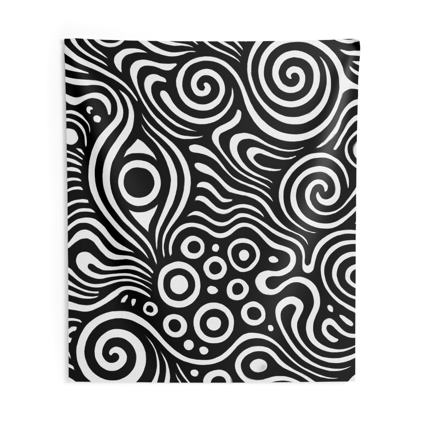 Abstract Swirl Black & White Tapestry — Psychedelic Geometric Wall Art