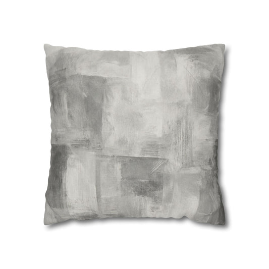 Gray watercolor decorative pillowcase made of spun polyester, square throw pillow cover with artistic design.