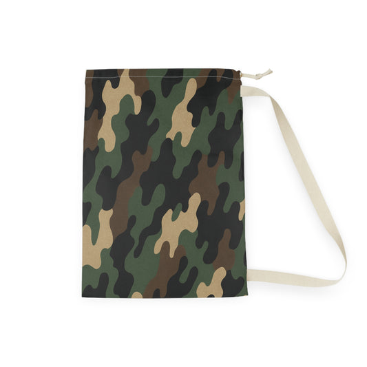 Green Camo Pattern Laundry Bag | Camouflage Sling Wash Bag - TRV