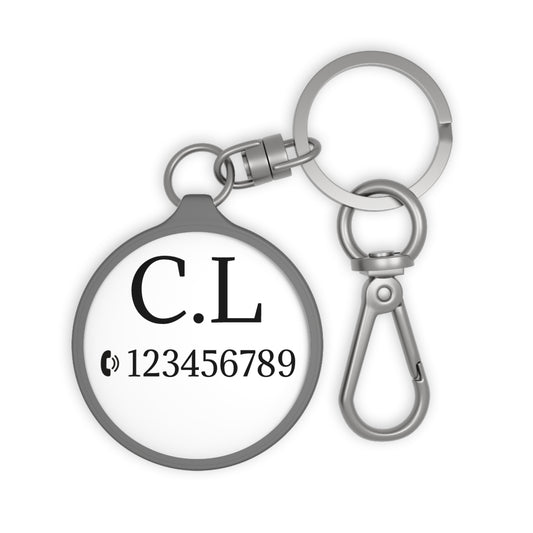 Personalized round keychain with monogram initials, Printify accessories keyring tag, lightweight metal with custom engraved letter.