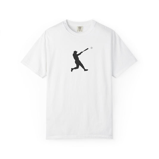 Black baseball batter silhouette T-shirt by Printify, featuring a bold athletic design on soft fabric.