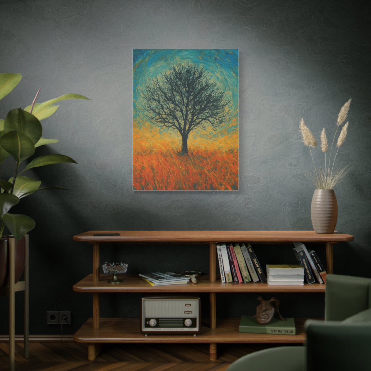 Stormy Sky Tree canvas print by Printify, matte stretched wall art featuring a serene tree scene in a 1.25-inch frame.