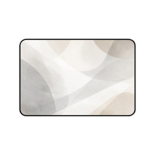Neutral abstract waves desk mat from Printify, a minimal office mouse pad with a modern wave pattern on a smooth surface.