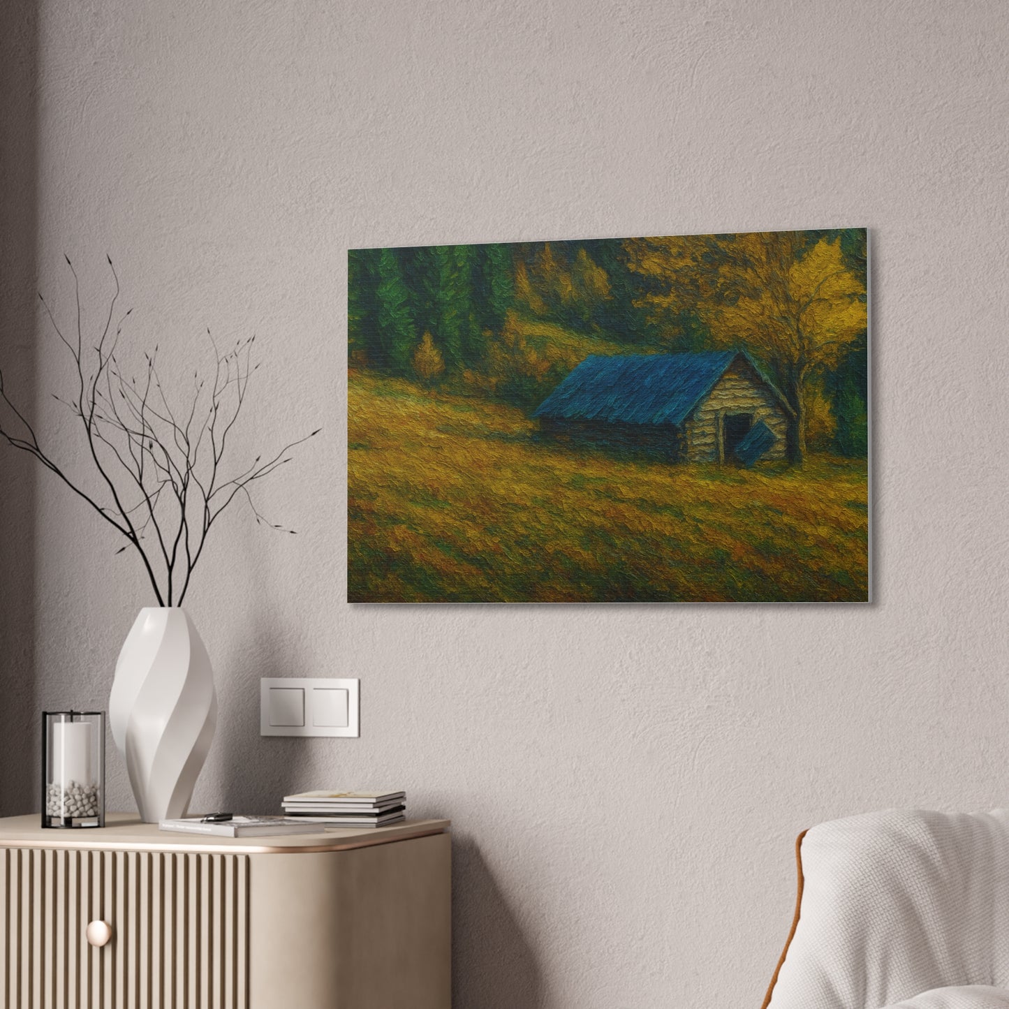 Rustic Canvas Wall Art, Nature Landscape Painting, Autumn Decor, Farmhouse Wall Art, Cozy Home Decoration - TRV