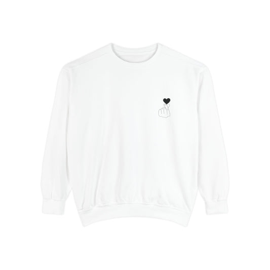 Unisex Garment-Dyed Sweatshirt with Heart Design - Cozy & Stylish